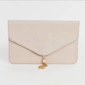 Asos Design Envelope Clutch with Gold Tassel -NWOT